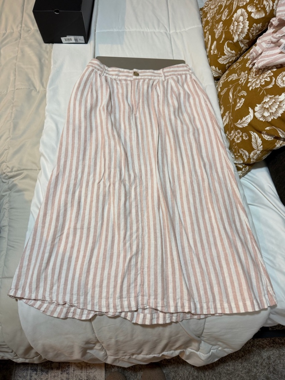 a new day Pink and White Striped Midi Skirt and top set